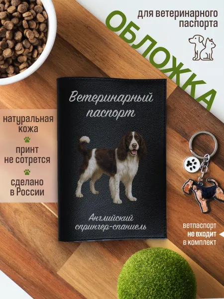 Russian.Handmade Обложка на ветеринарный паспорт Английский-спрингер спаниель