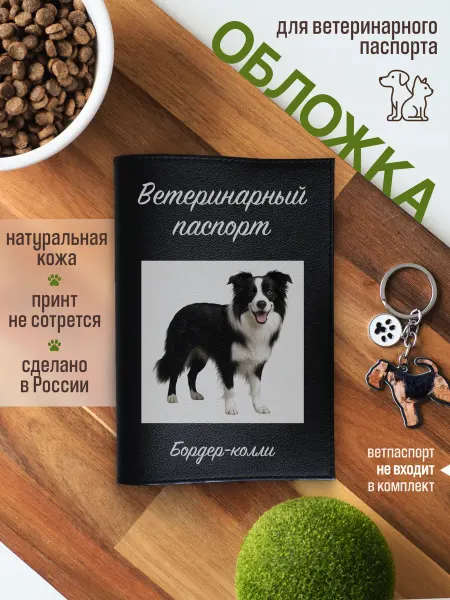 Russian.Handmade Обложка на ветеринарный паспорт для собак Бордер-колли