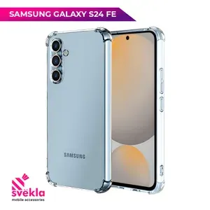 Силиконовый чехол для Samsung Galaxy S24 FE c усиленными углами Прозрачный Svekla Mix