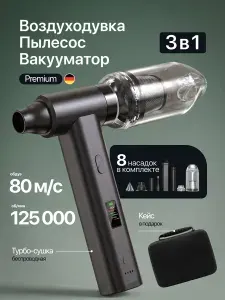 Воздуходувка аккумуляторная мощная с пылесосом и дисплеем