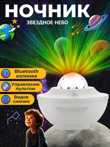 Ночник детский bluetooth колонка проектор звездное небо Chinazes