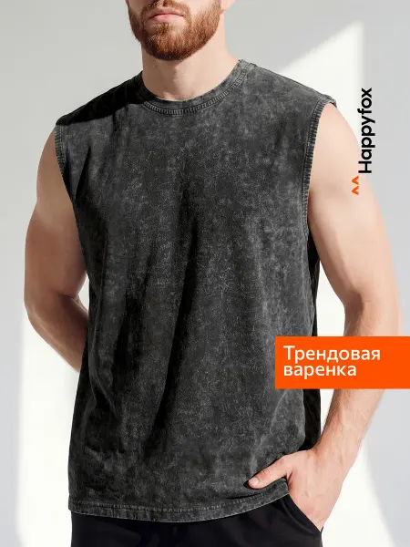 Happyfox Футболка базовая без рукавов майка хлоповая