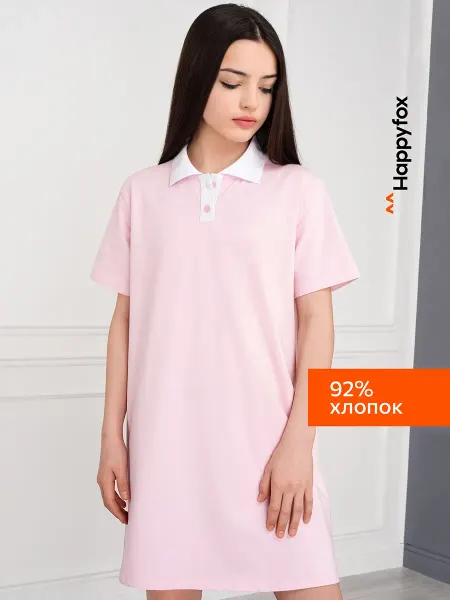 Happyfox Платье поло с воротником трикотажное детское летнее