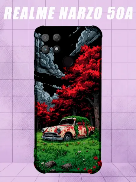 Чехол на Realme Narzo 50A с принтом машина PRINTberries
