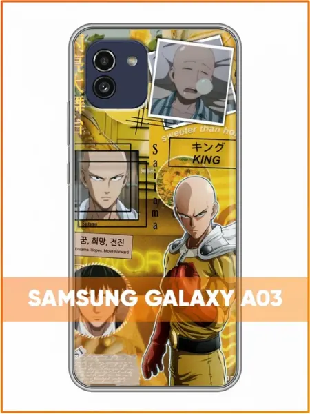 Чехол на Samsung Galaxy A03 с принтом Аниме OnePunch Case Face