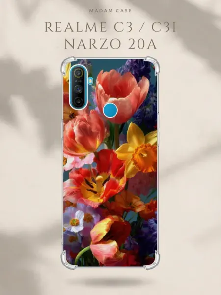 Чехол на Realme C3 Цветы Madam Case