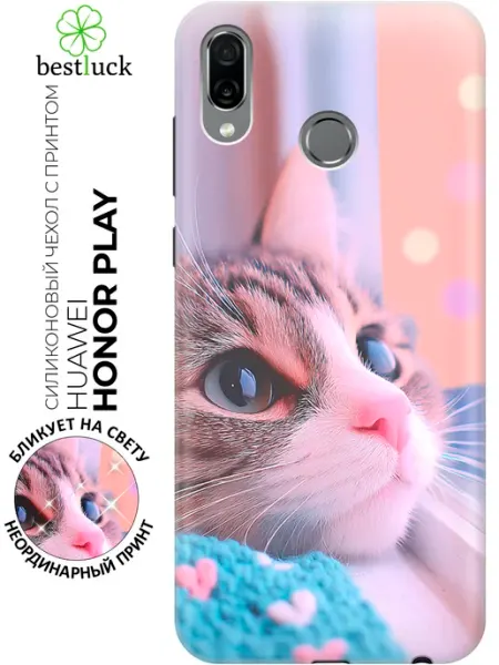Чехол на Honor Play с котиком Huawei