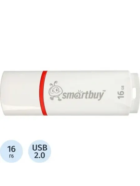Флешка USB 2.0 16 ГБ SmartBuy Crown (SB16GBCRW-W) 1шт