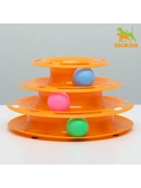 Игровой комплекс для кошек с 3 шариками, 24,5х24,5х13 см МЯГКИЕ ЛАПКИ