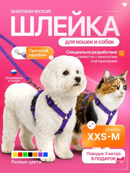 Анатомическая шлейка для собак и кошек мелки и средних пород Все в одном решении