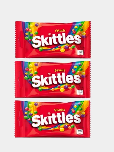 Skittles Фрукты (EU) 95 г × 3 шт - Конфеты, карамель, леденцы