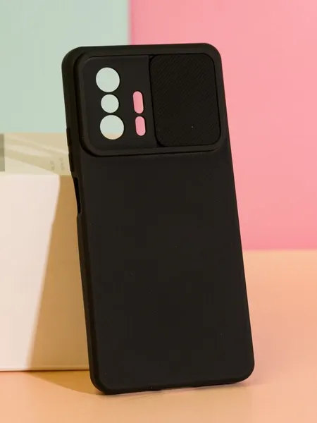 Чехол на Xiaomi Mi 11T/11T Pro матовый с защитой камеры, черный
