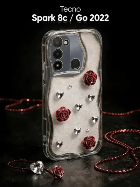 Чехол с розами на Tecno Spark 8c, Tecno Spark Go 2022 РИНОФОН
