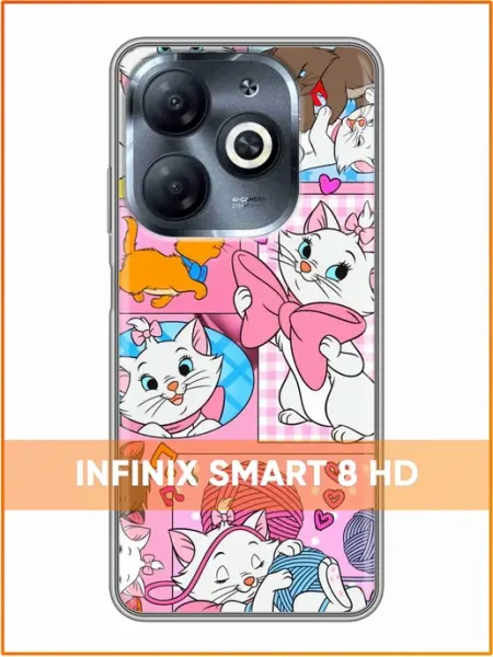 Чехол на Infinix Smart 8 HD с принтом Коты коллаж Case Face