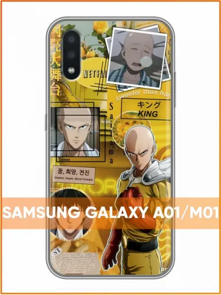 Чехол на Samsung Galaxy A01 с принтом Аниме OnePunch Case Face