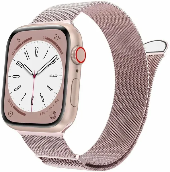 Металлический ремешок для Apple Watch 1-9, SE, Ultra, 42-44-45-49 mm миланская петля /Эпл Вотч 1-9, СE, Ультра / Розовый