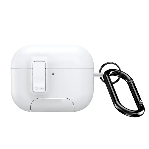Усиленный чехол белого цвета с замком и подставкой для наушников AirPods Pro 3, серия PECQ Series от Dux Ducis