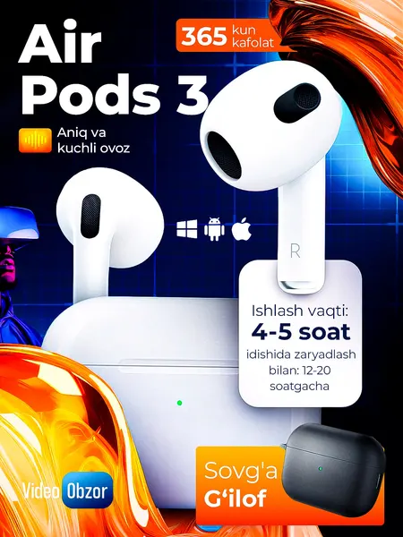 Наушники "AirPods 3 LUXE" , беспроводные, для комфорта прослушивания музыки