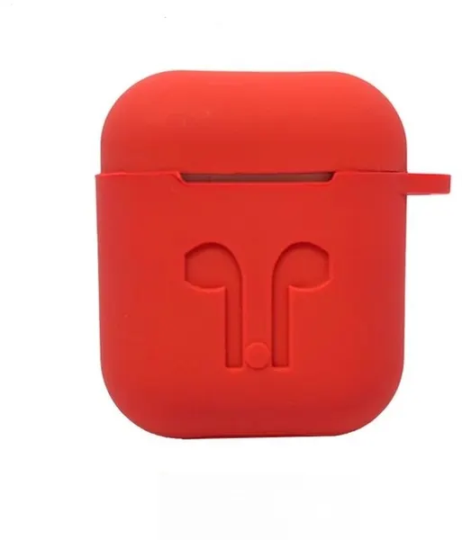 Защитный чехол MyPads для Bluetooth беспроводной гарнитуры Apple AirPods аксессуар коробка анти-потерянный анти-скольжения силиконовые ребристые края чехол (Красный)