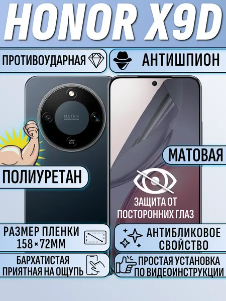 Гидрогелевая пленка Honor X9D / хонор x9d антишпион матовая