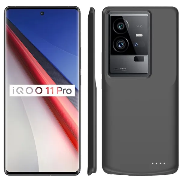 Чехол-бампер MyPads для Vivo iQOO 11 со встроенной усиленной мощной батареей-аккумулятором большой повышенной расширенной ёмкости 6800mAh черный
