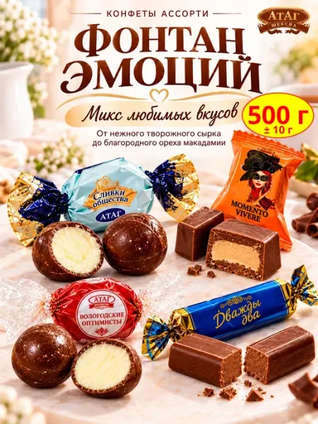 Конфеты шоколадные Фонтан эмоций, 500 гр АтАг