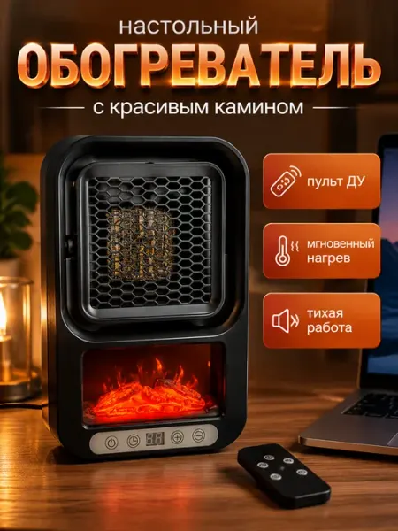 Обогреватель тепловентилятор для дома с эффектом пламени MigMax
