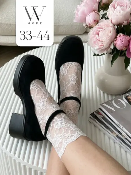 Туфли на низком каблуке Мери джейн замшевые Mode W