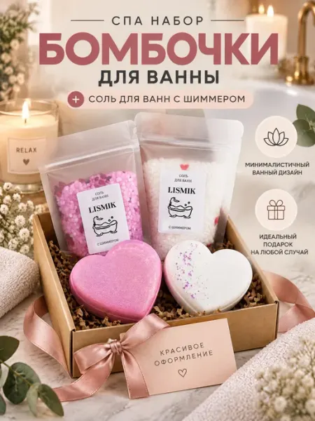 Подарочный спа набор бомбочки для ванны бокс на нг LISMIK