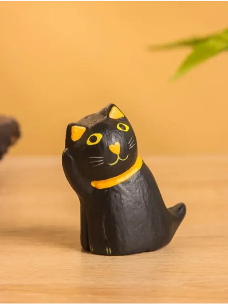 Сувенир «Чёрный кот», 3×5×6 см, дерево