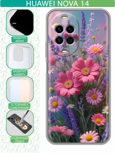 Чехол на Huawei Nova 14 с принтом Цветы женские inThisCase