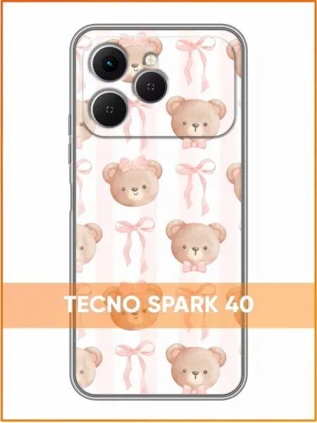 Чехол на Tecno Spark 40 с принтом Бантики Case Face