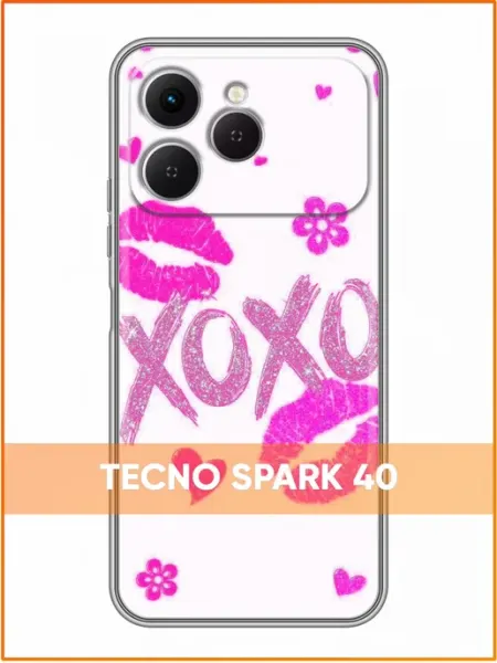 Чехол на Tecno Spark 40 с принтом Поцелуйчики Case Face