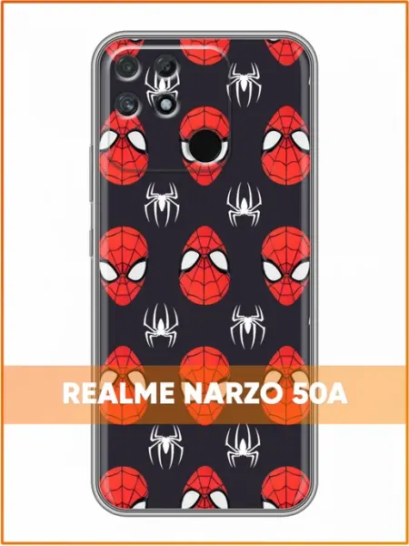 Чехол на Realme Narzo 50A с принтом Человек паук голова Case Face