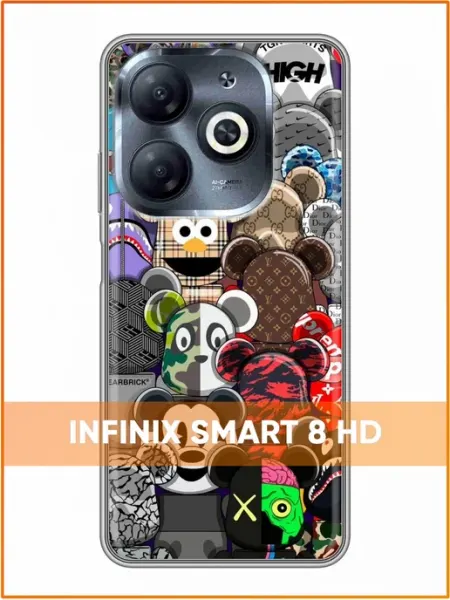 Чехол на Infinix Smart 8 HD с принтом Kaws Case Face