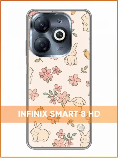 Чехол на Infinix Smart 8 HD с принтом Зайчики коллаж Case Face