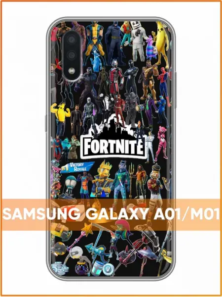 Чехол на Samsung Galaxy A01 с принтом Фортнайт герои Case Face