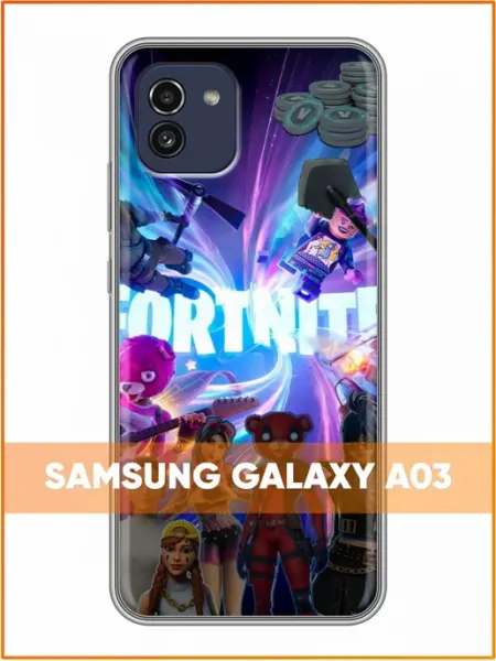 Чехол на Samsung Galaxy A03 с принтом Фортнайт коллаж Case Face