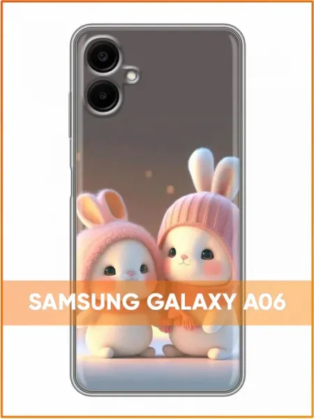 Чехол на Samsung Galaxy A06 с принтом Зайчики в шапках Case Face