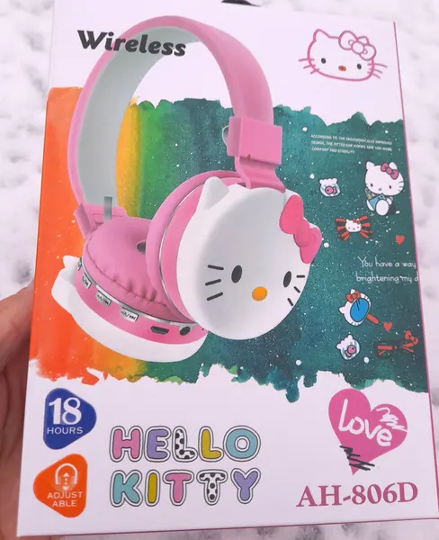 Милые беспроводные наушники Hello Kitty розовые