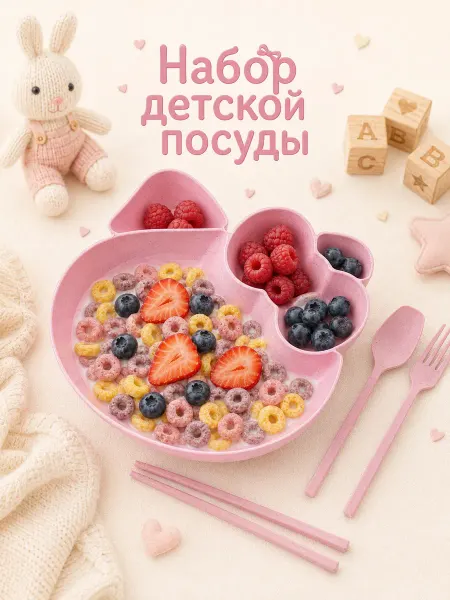 Добрый Филин Набор детской посуды тарелка Hello Kitty