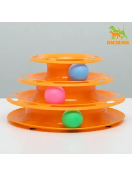 Игровой комплекс для кошек, 24.5х24.5х13 см, оранжевый Пижон