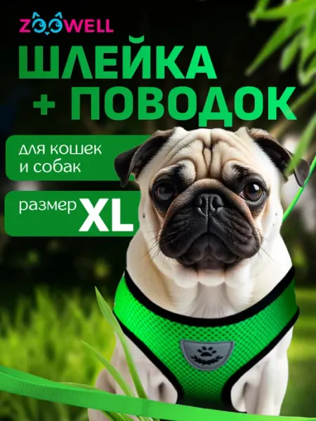 Нейлоновая шлейка с поводком для кошек и маленьких собак