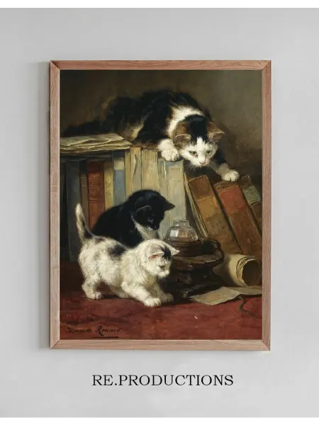 Re.productions Постер Watching the prey - Henriëtte Ronner-Knip