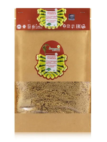 Sangam Herbals Сахар тростниковый "Гур" рассыпчатый, 350 гр