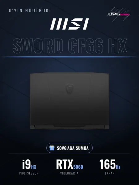 Ноутбук игровой MSI Sword GF66 HX 15.6" QHD 165 Гц, Core i9-14900HX, RTX 5060 - 16/512ГБ - Игровые ноутбуки