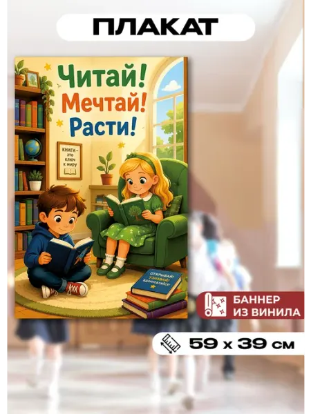 Плакат в библиотеку, детский сад, школу А2 Стиль Art