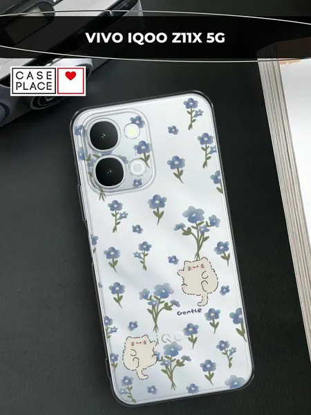 Чехол на Vivo IQOO Z11x 5G/Y31d / Виво IQOO Z11х 5G/Y31d с принтом Gentle cats, прозрачный