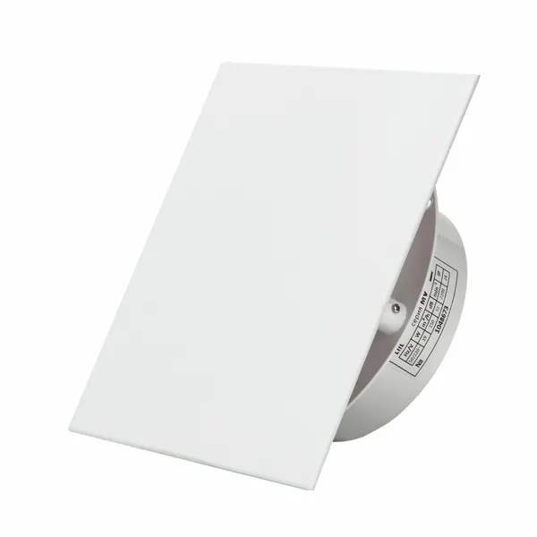 Вытяжной тонкий вентилятор SlimVent МV 120 с переходником на 125мм, пластик квадрат белый матовый