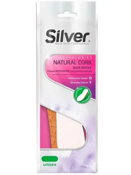 Стельки всесезонные с натуральной пробкой silver